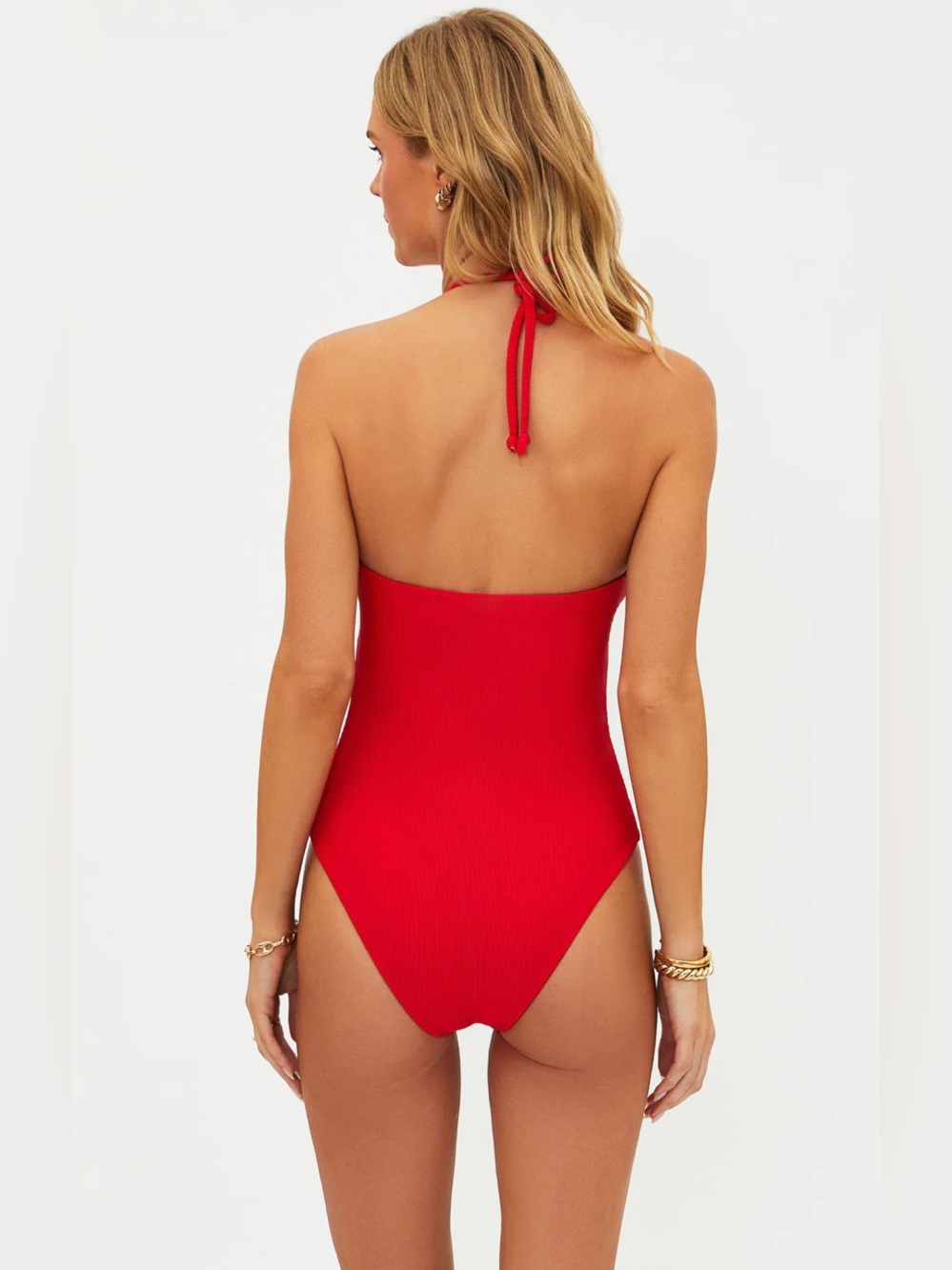 Beach Riot Phoenix Halter One-Piece Swimsuit; Color: Red; Size: Medium - Picture 5 of 16